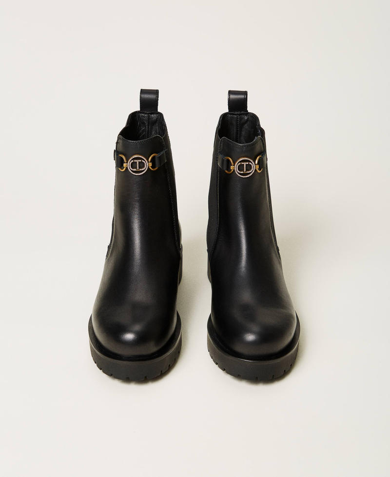 Scee by twin set Stivali chelsea in pelle con Oval T Presa