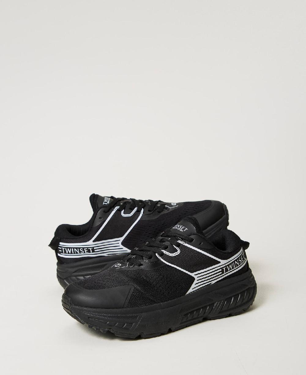 Scee by twin set Sneakers Fessura a righe con logo a contrasto Offerta
