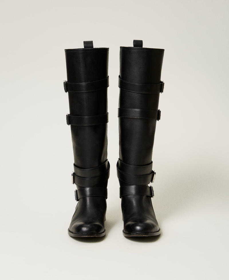 Scee by twin set Stivali in pelle con cinturini Nuovo