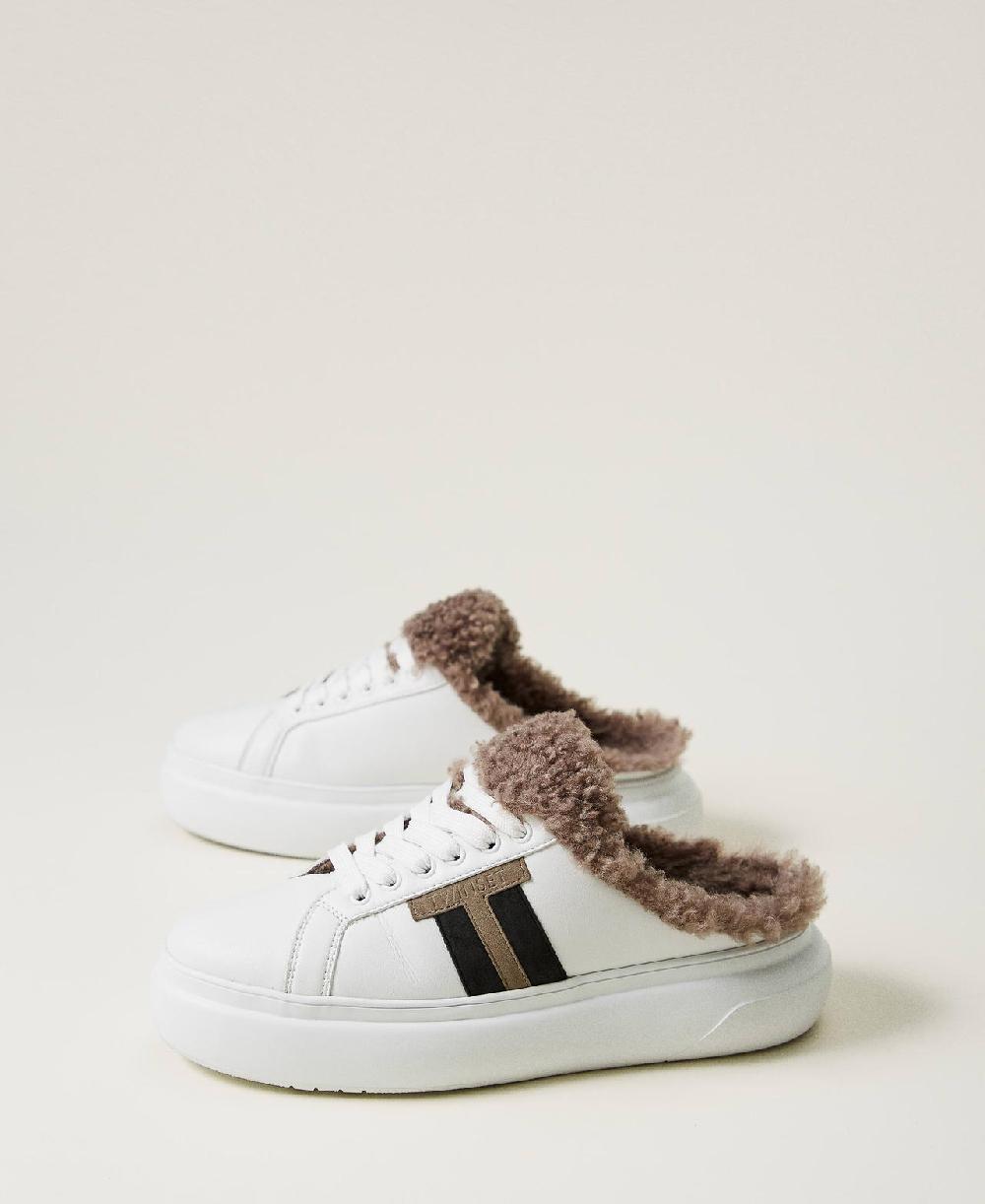 Scee by twin set Sneakers slide con faux fur Promozione