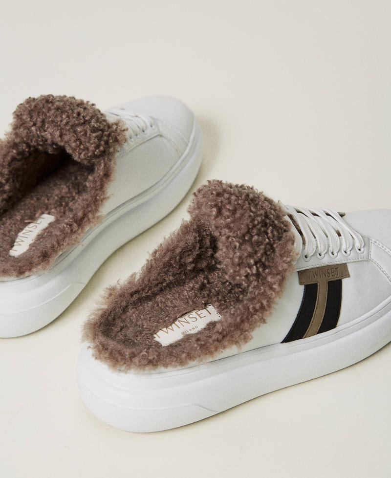 Scee by twin set Sneakers slide con faux fur Promozione