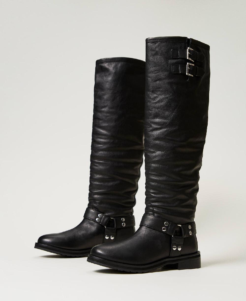 Scee by twin set Stivali alti 'Darcy' in pelle con cinturini Flash Sale