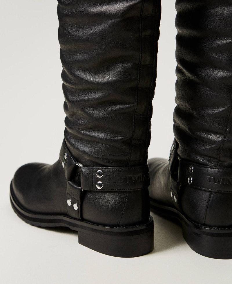 Scee by twin set Stivali alti 'Darcy' in pelle con cinturini Flash Sale