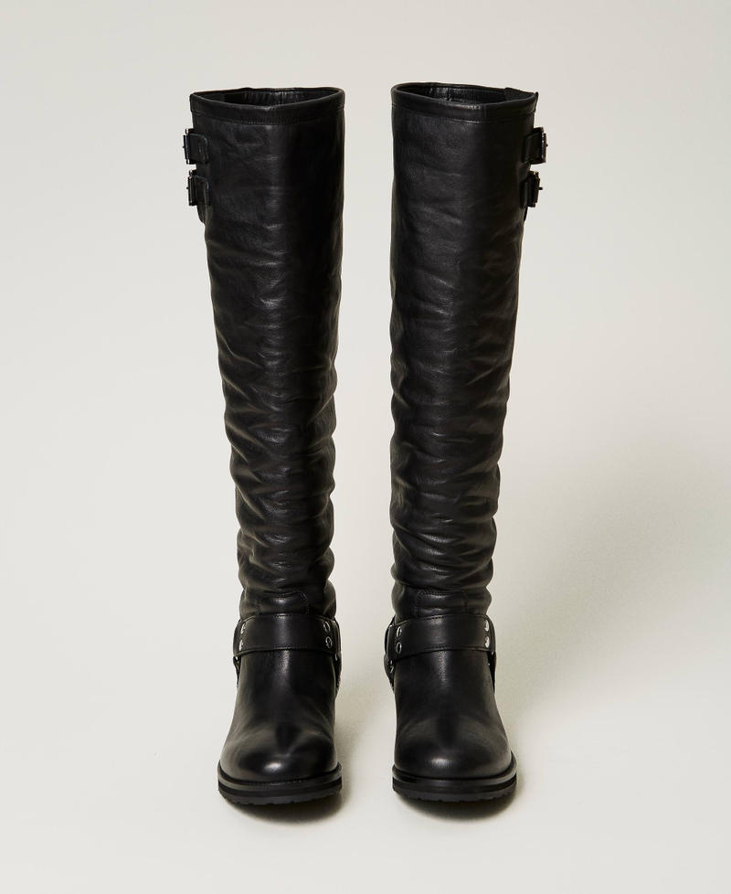 Scee by twin set Stivali alti 'Darcy' in pelle con cinturini Flash Sale