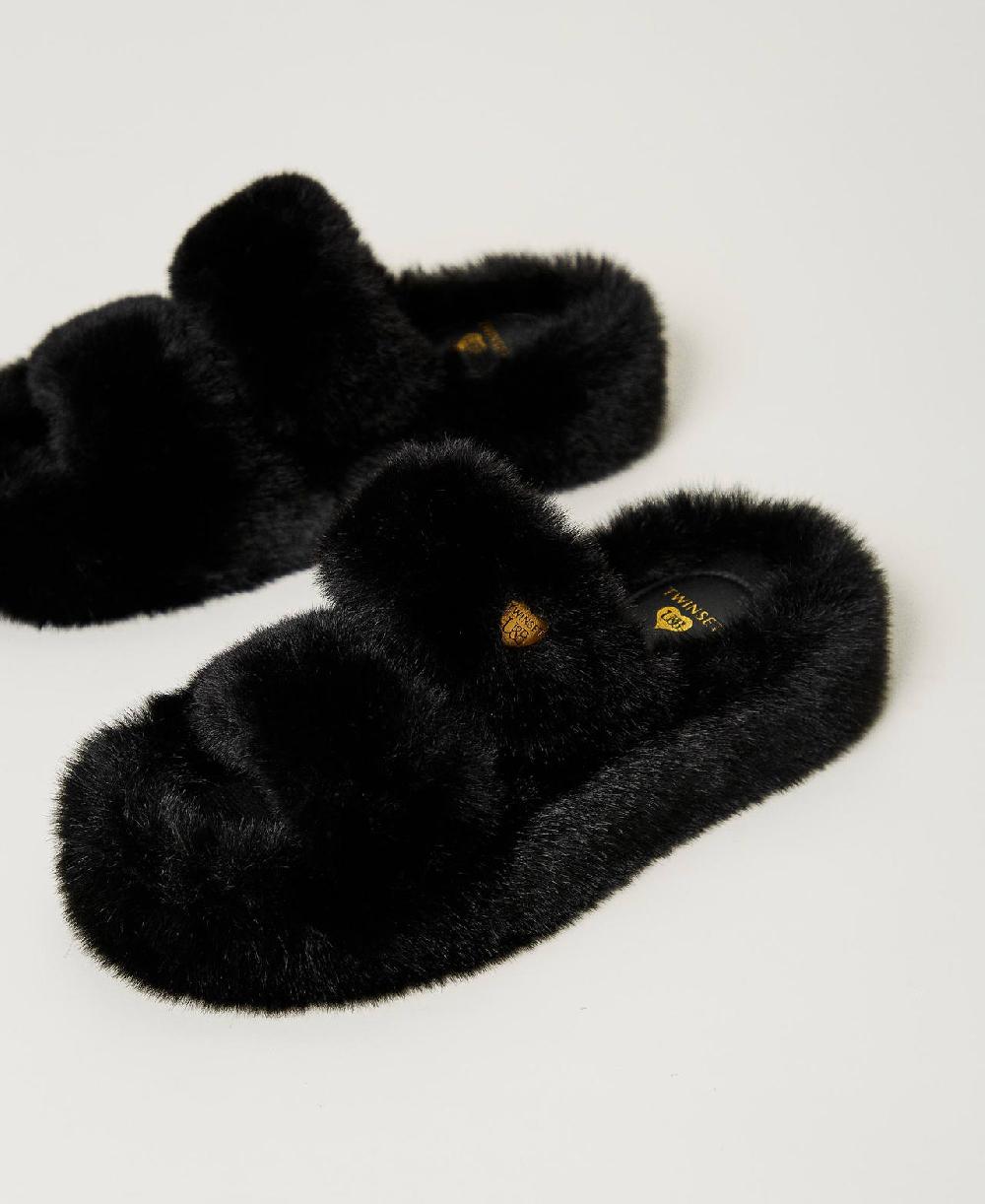 Scee by twin set Sandali slide in faux fur Presa