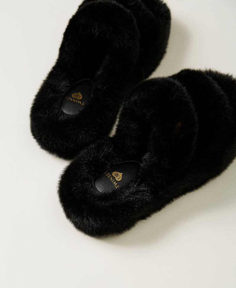 Scee by twin set Sandali slide in faux fur Presa