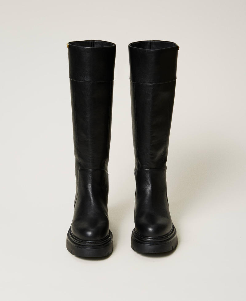 Scee by twin set Stivali alti con targhetta logo Economico