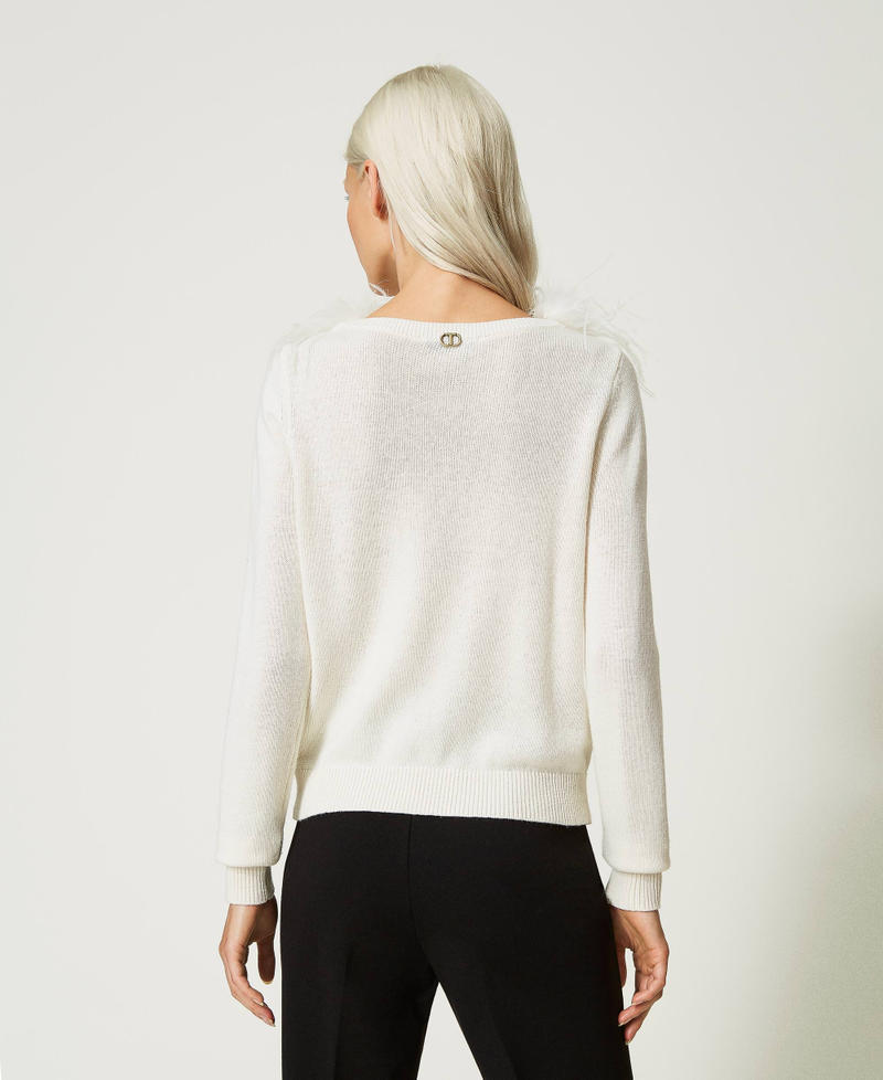 Scee by twin set Maglia regular in misto lana con piume In Vendita