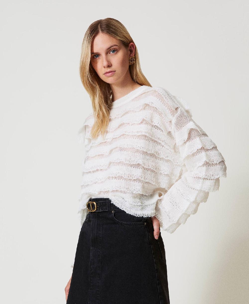 Scee by twin set Maglia boxy con balze effetto pizzo Hotsell