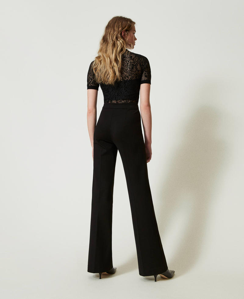 Scee by twin set Pantaloni straight leg con cinturino Oval T Vendita Economica
