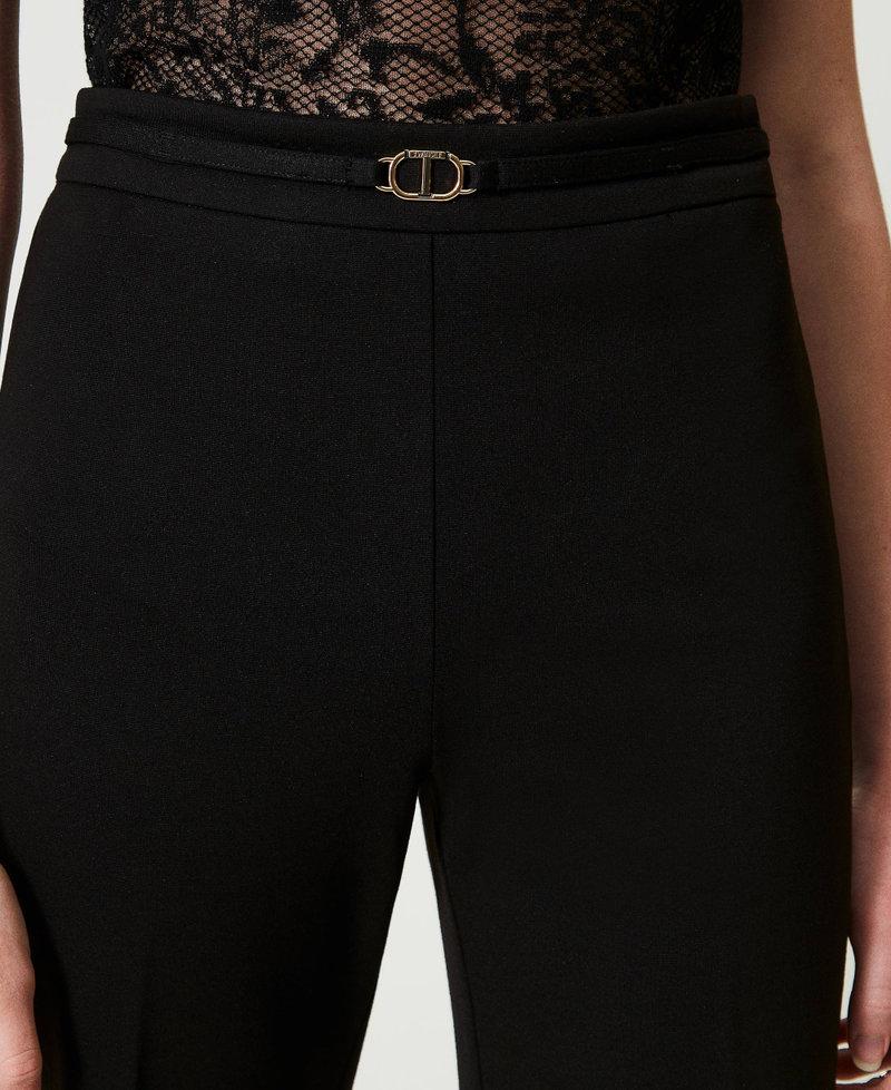 Scee by twin set Pantaloni straight leg con cinturino Oval T Vendita Economica