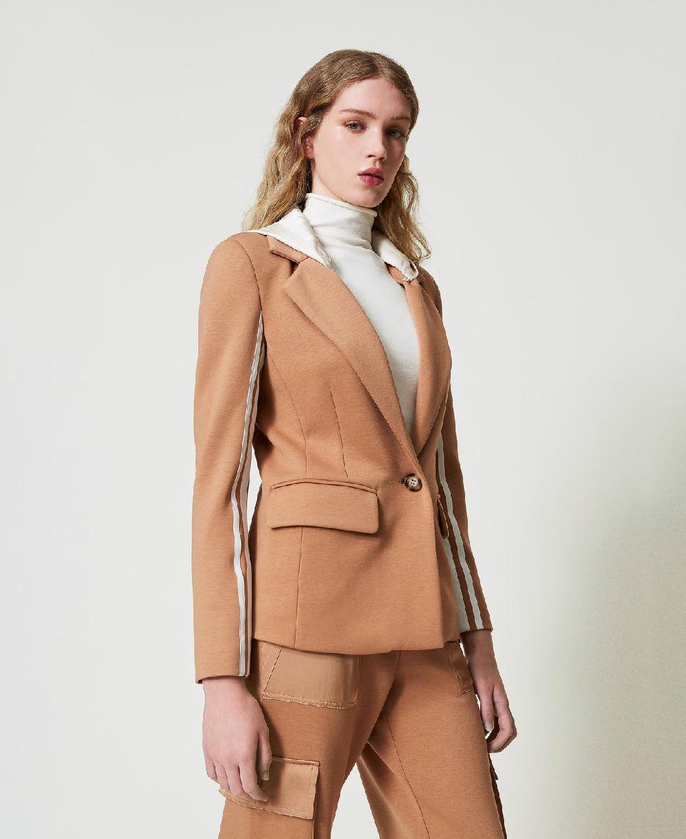 Scee by twin set Giacca blazer in tessuto scuba con cappuccio I Più Venduti