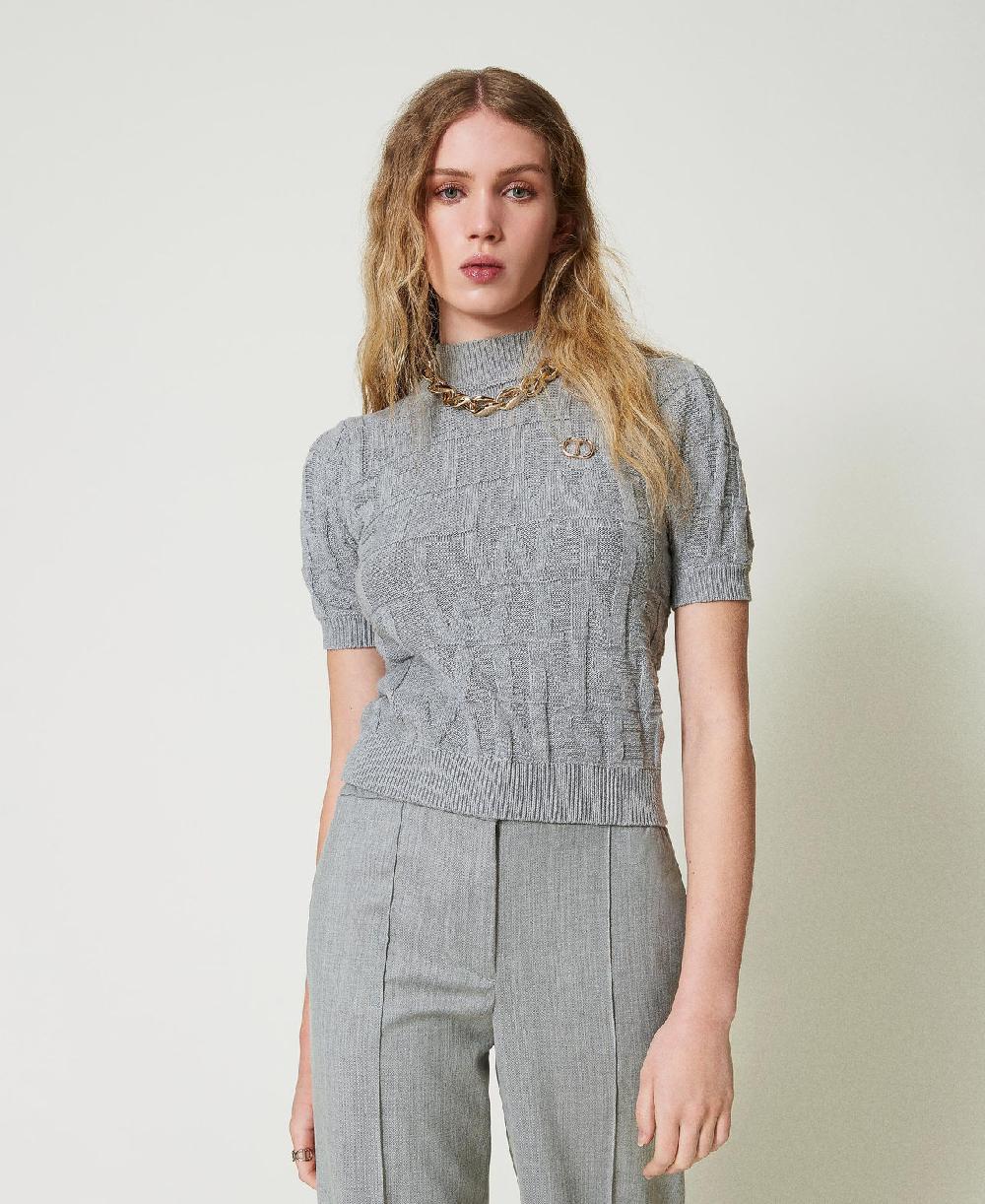 Scee by twin set Maglia in cotone e cashmere con logo Enormi risparmi