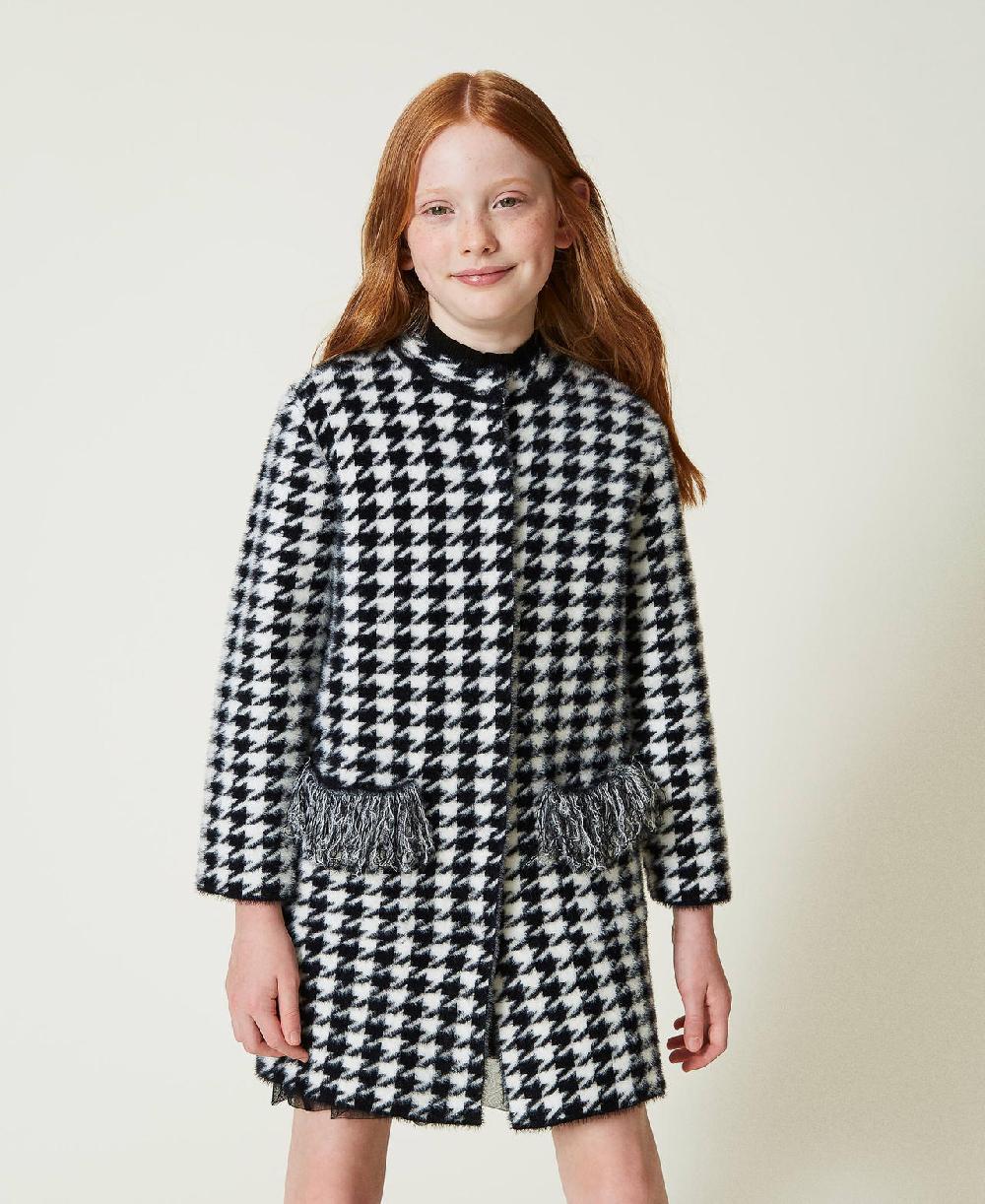 Scee by twin set Cappotto in maglia jacquard pied de poule In Linea