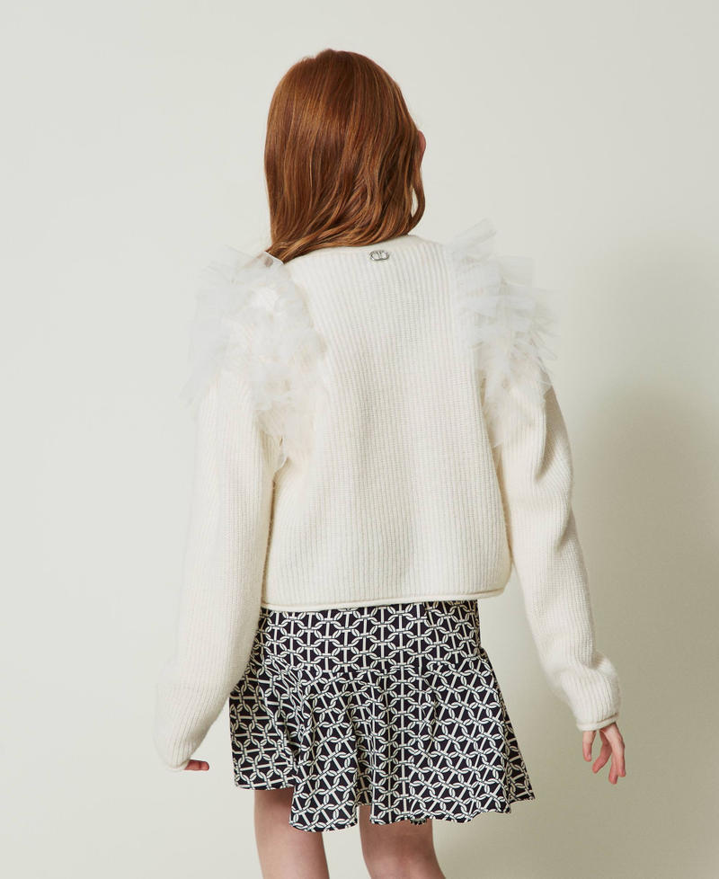 Scee by twin set Cardigan regular con balze in tulle Nuovo
