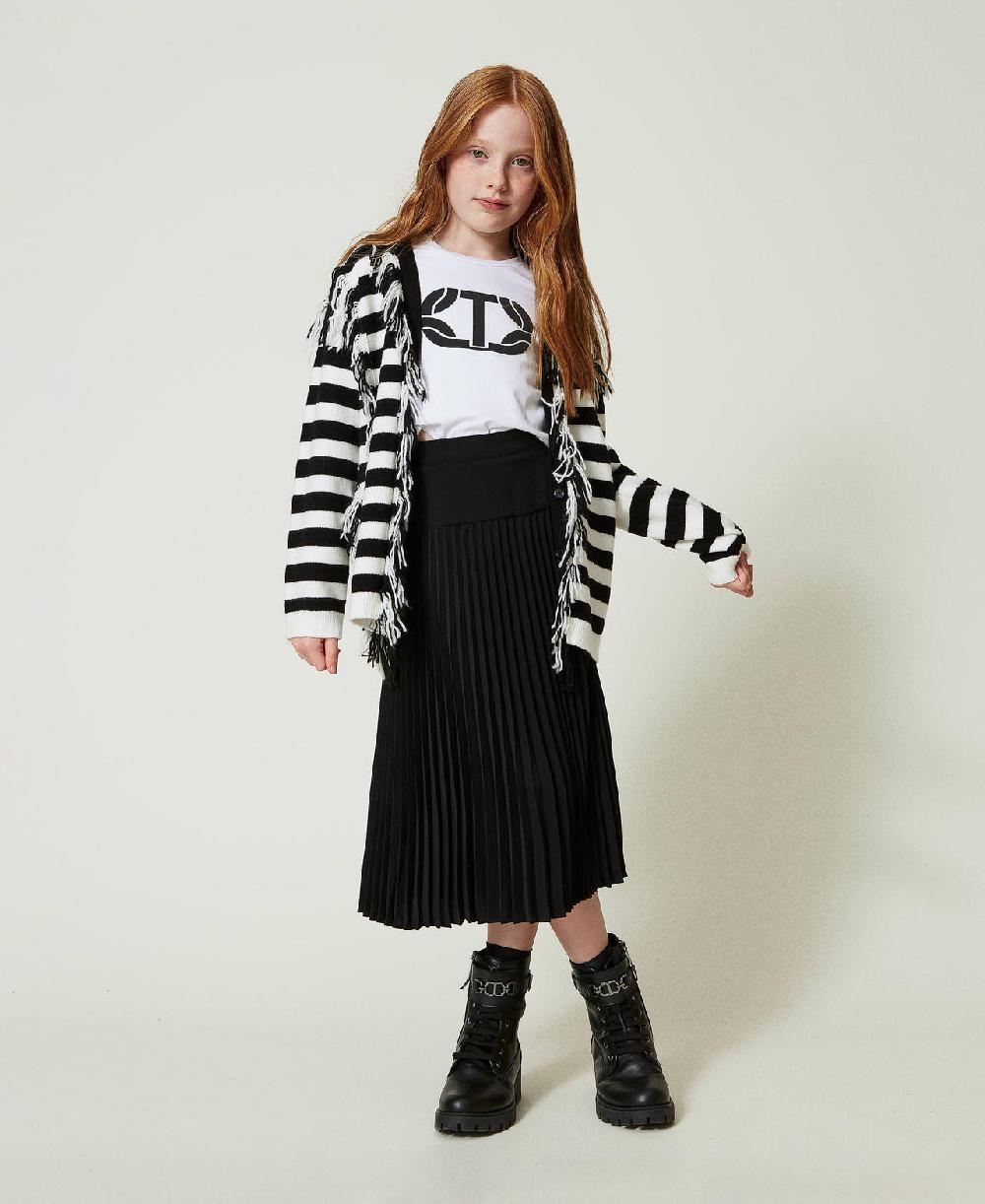 Scee by twin set Maxi cardigan in maglia a righe con frange Pezzi Unici