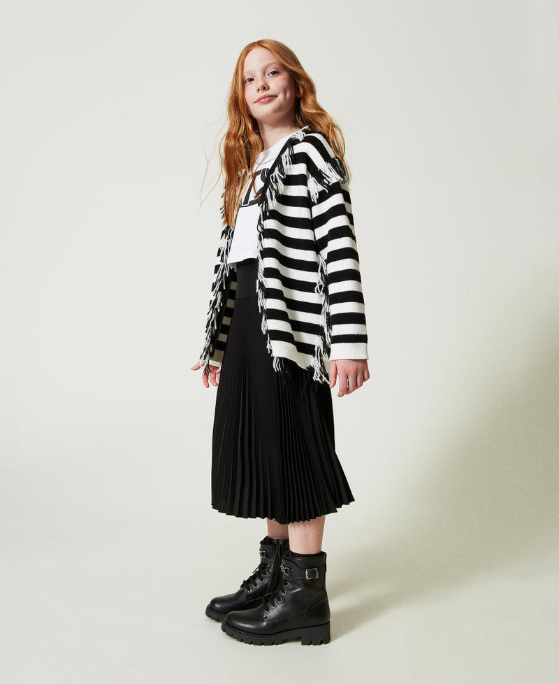 Scee by twin set Maxi cardigan in maglia a righe con frange Pezzi Unici