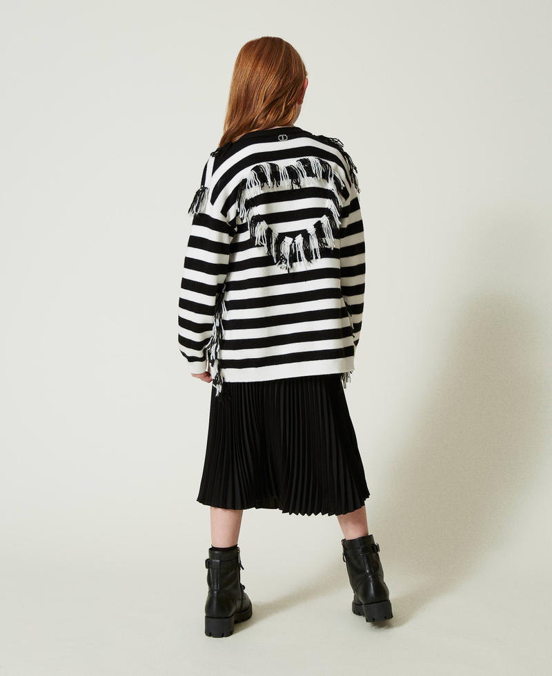 Scee by twin set Maxi cardigan in maglia a righe con frange Pezzi Unici