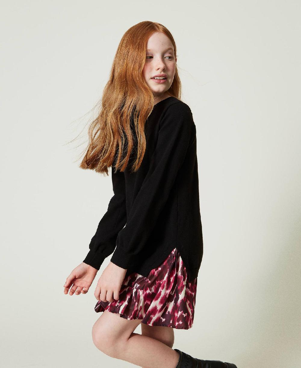 Scee by twin set Abito corto in maglia con inserto stampato Shopping Online