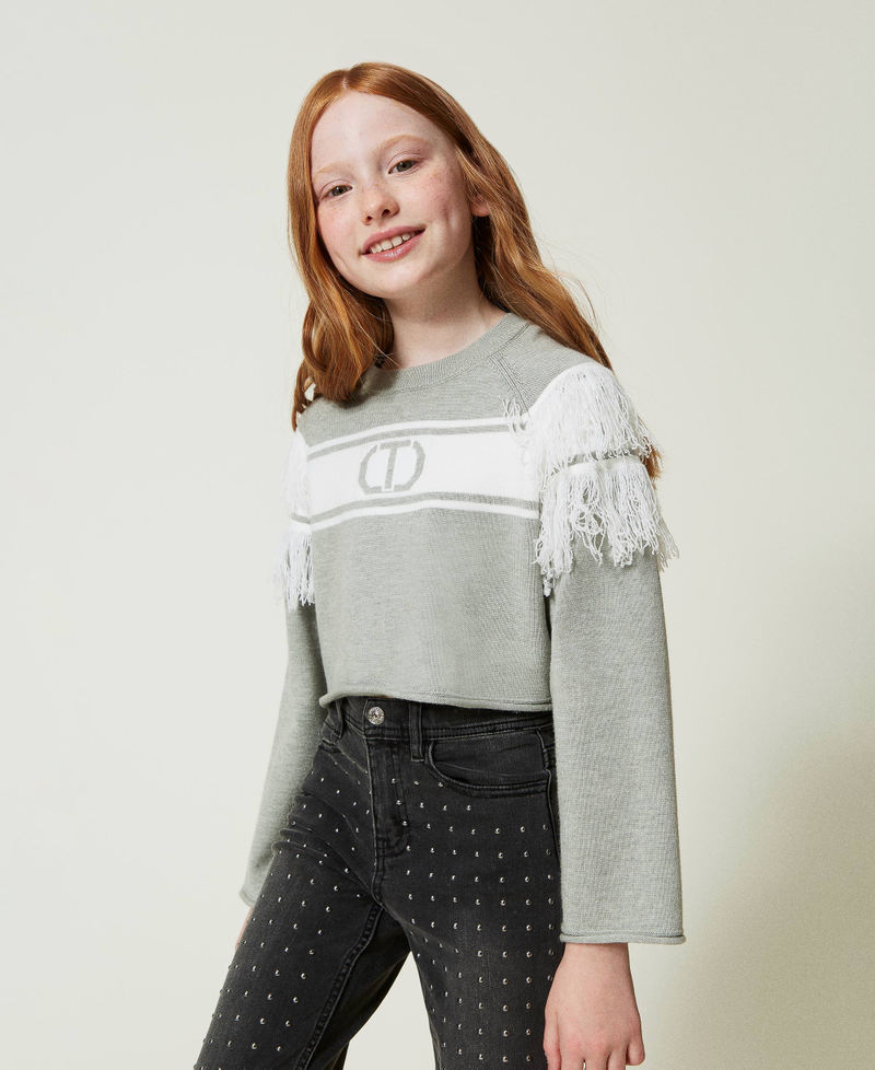 Scee by twin set Maglia con Oval T jacquard e frange Prezzo Ridotto