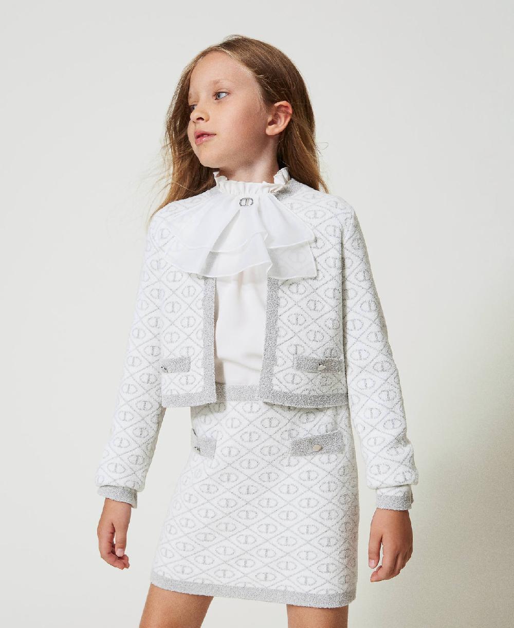 Scee by twin set Gonna corta in maglia jacquard con Oval T Vendita Calda