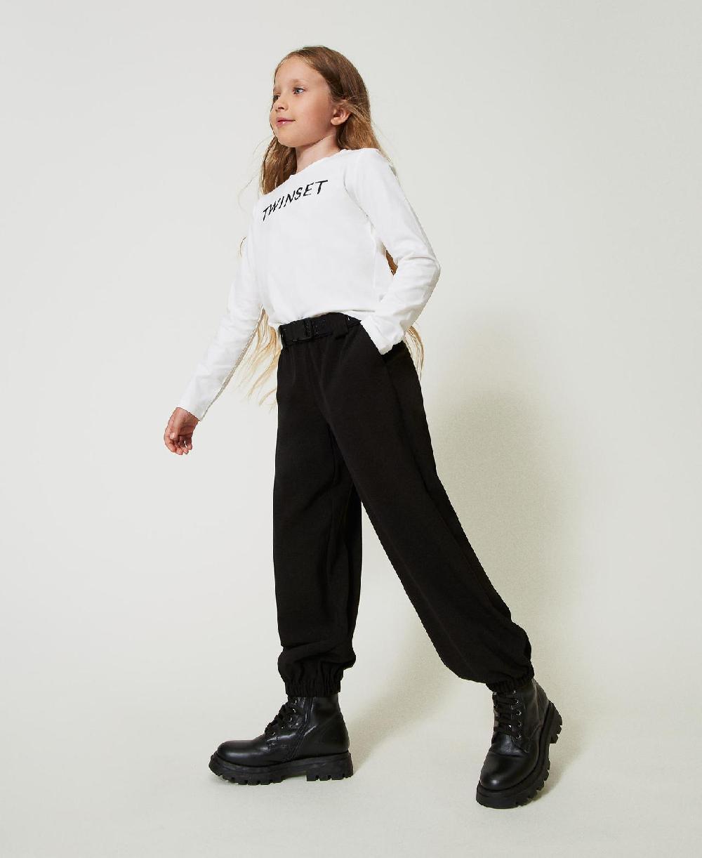 Scee by twin set T-shirt cropped con logo ricamato Nuovo