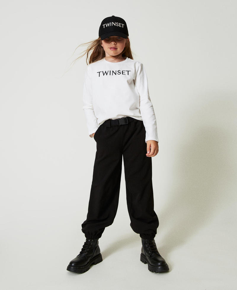 Scee by twin set T-shirt cropped con logo ricamato Nuovo