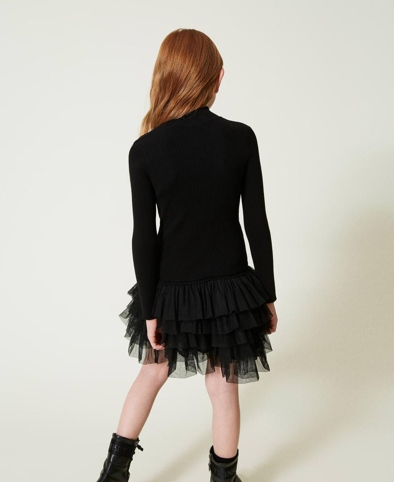 Scee by twin set Abito in maglia a costine con tulle I Più Venduti
