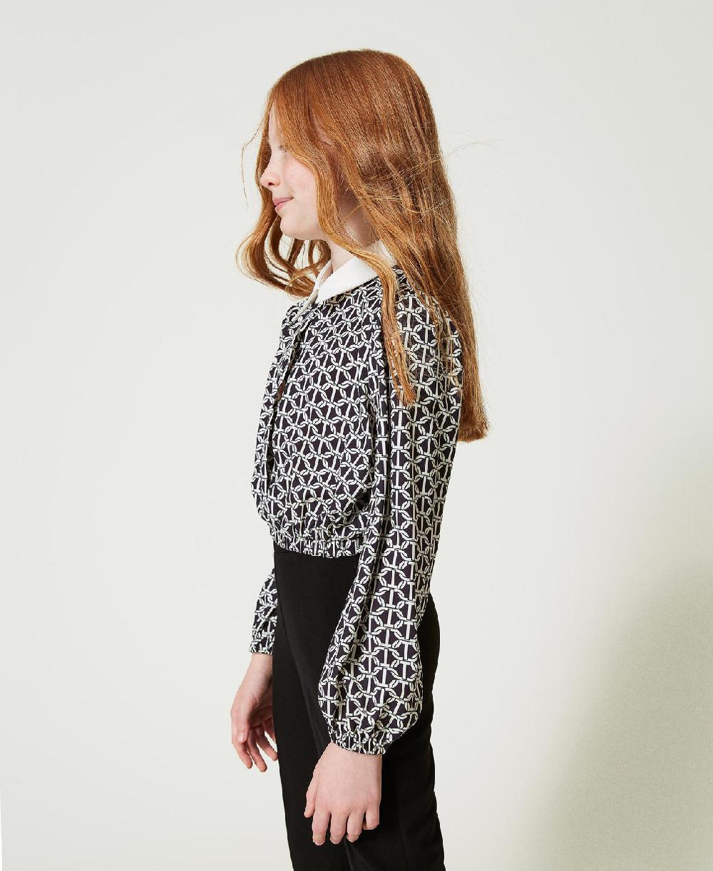 Scee by twin set Blusa in crêpe de Chine con stampa Nuovo