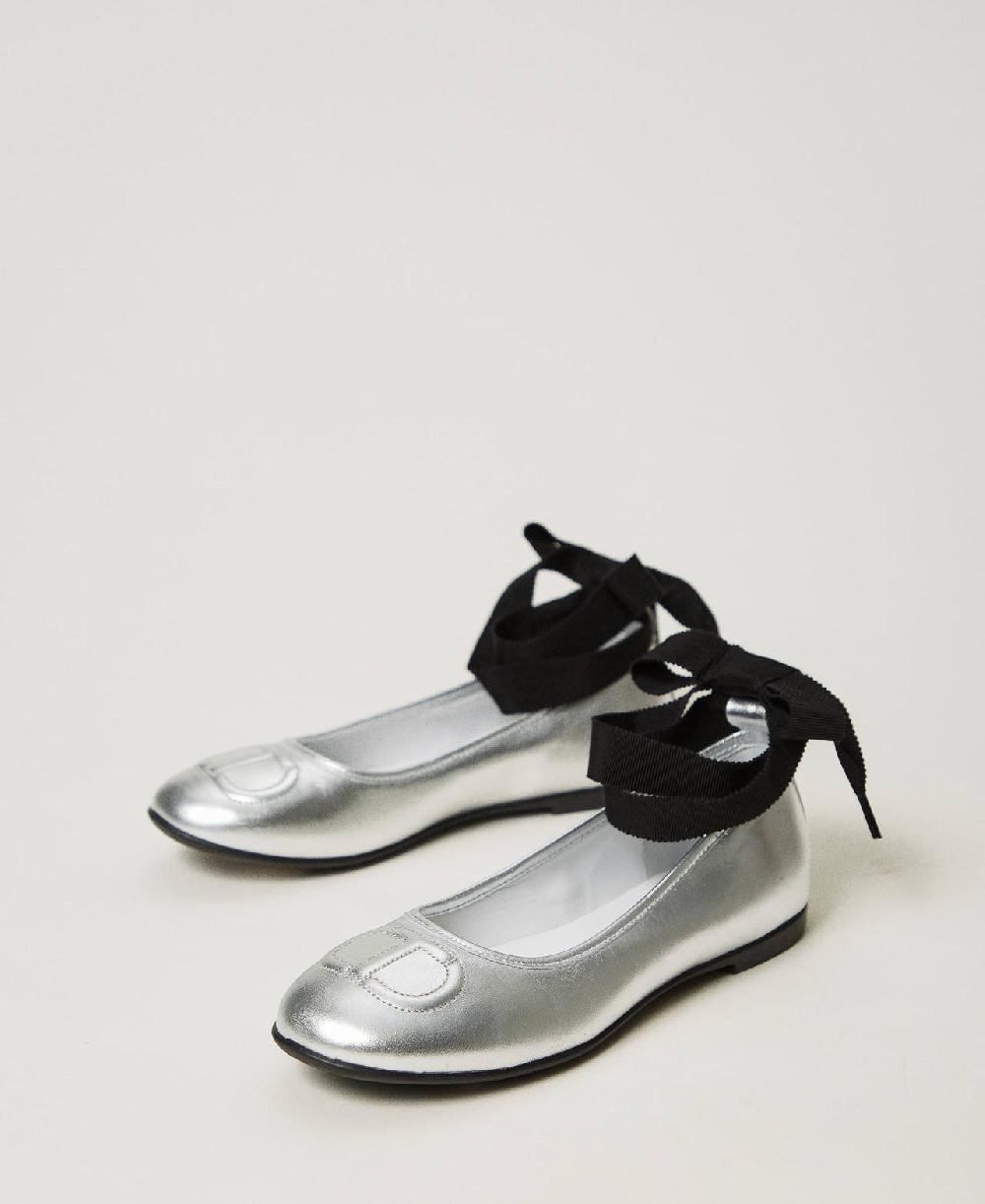 Scee by twin set Ballerine in pelle con nastri Vendita
