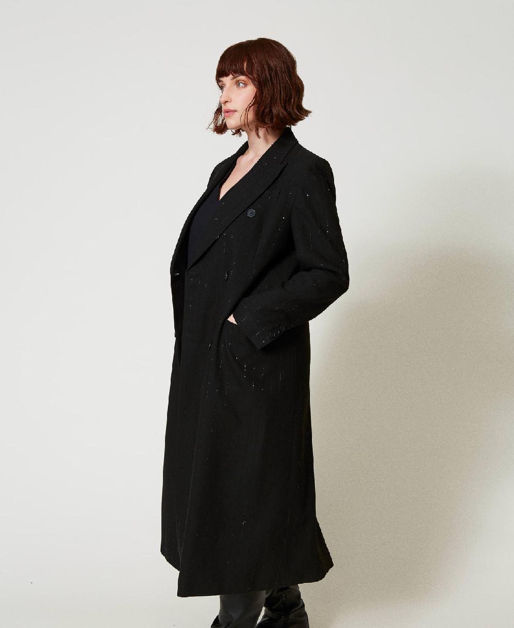 Scee by twin set Cappotto in panno con paillettes Pezzi Unici