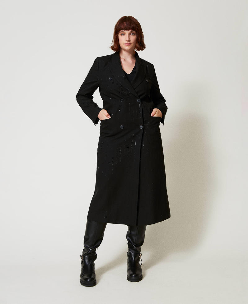 Scee by twin set Cappotto in panno con paillettes Pezzi Unici
