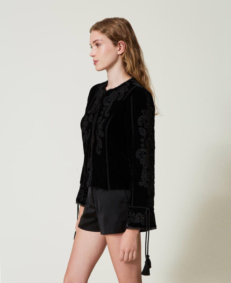 Scee by twin set Giacca in velluto con ricamo Shopping Online