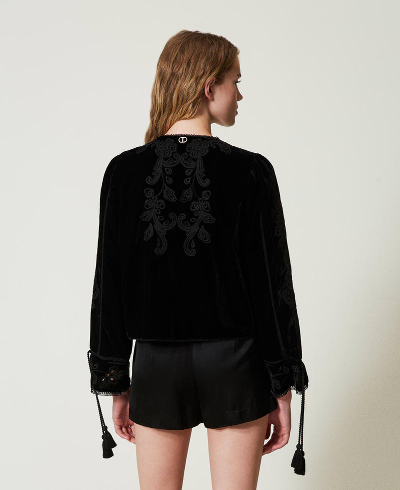 Scee by twin set Giacca in velluto con ricamo Shopping Online
