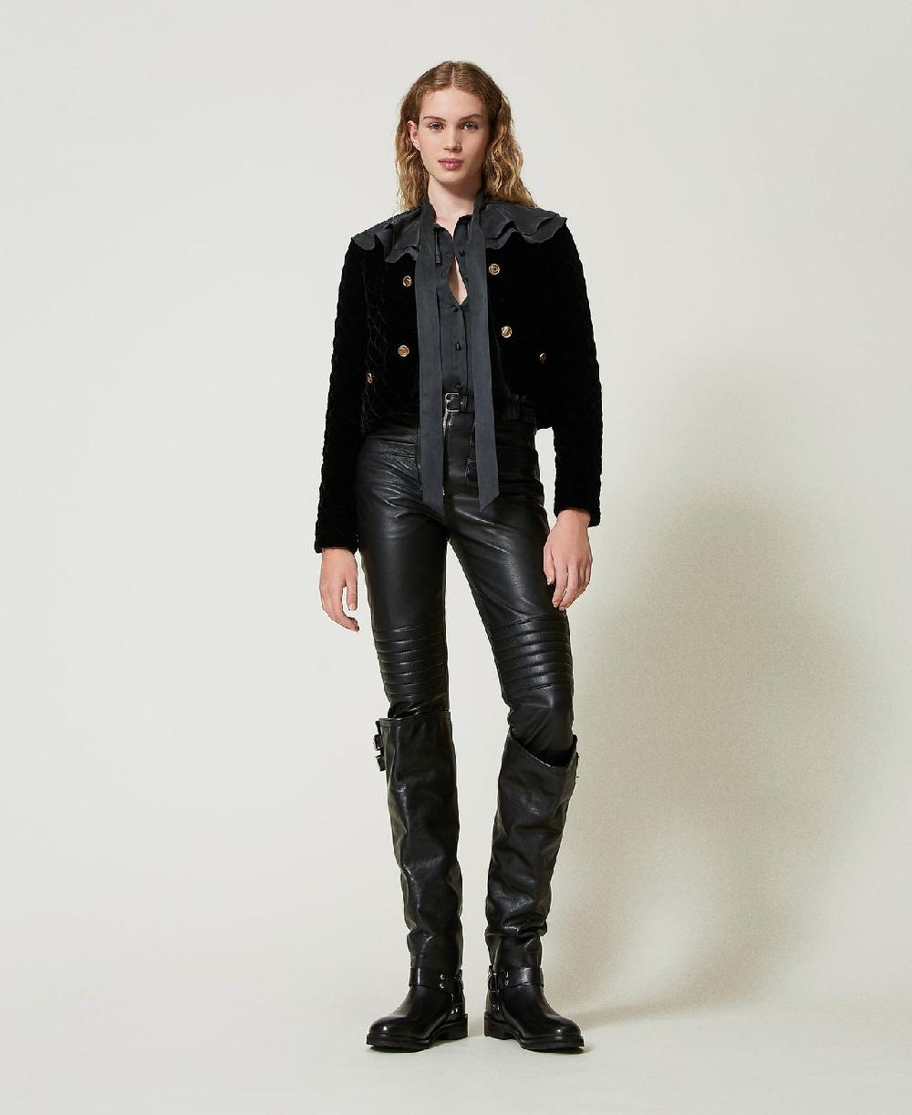 Scee by twin set Pantaloni biker 'Fairfax' in pelle Prezzo Ridotto