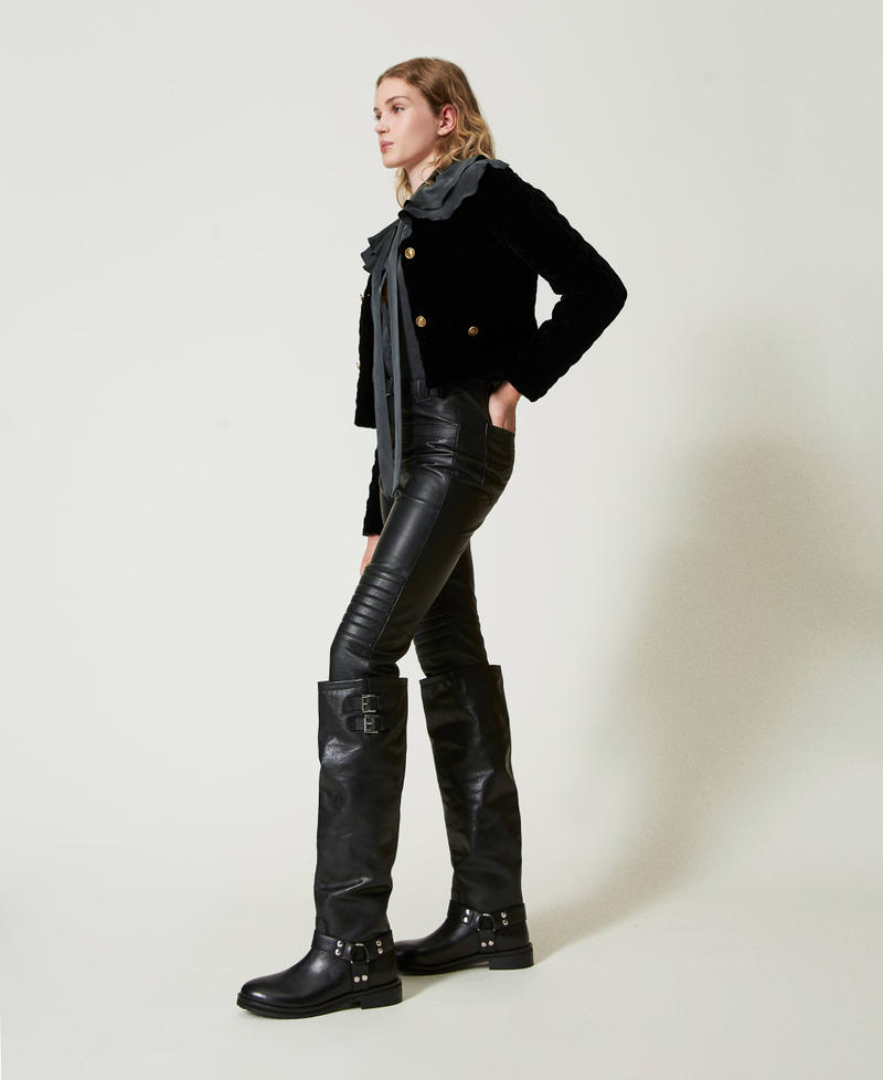 Scee by twin set Pantaloni biker 'Fairfax' in pelle Prezzo Ridotto