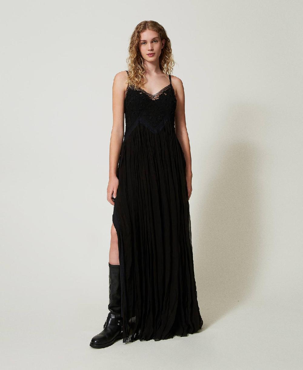 Scee by twin set Abito lungo in creponne e tulle Convenienza