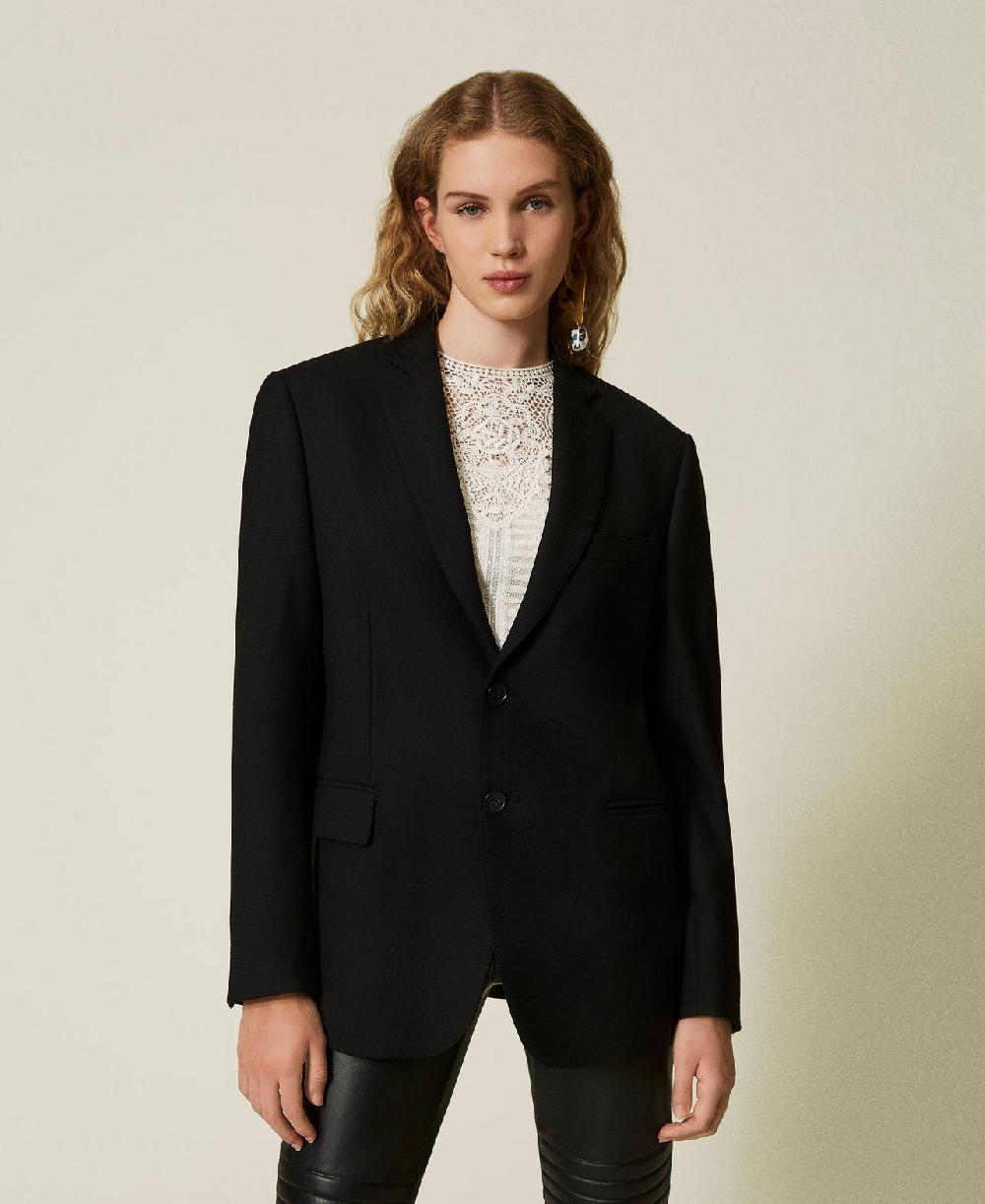 Scee by twin set Giacca blazer sartoriale in serge misto lana Novità
