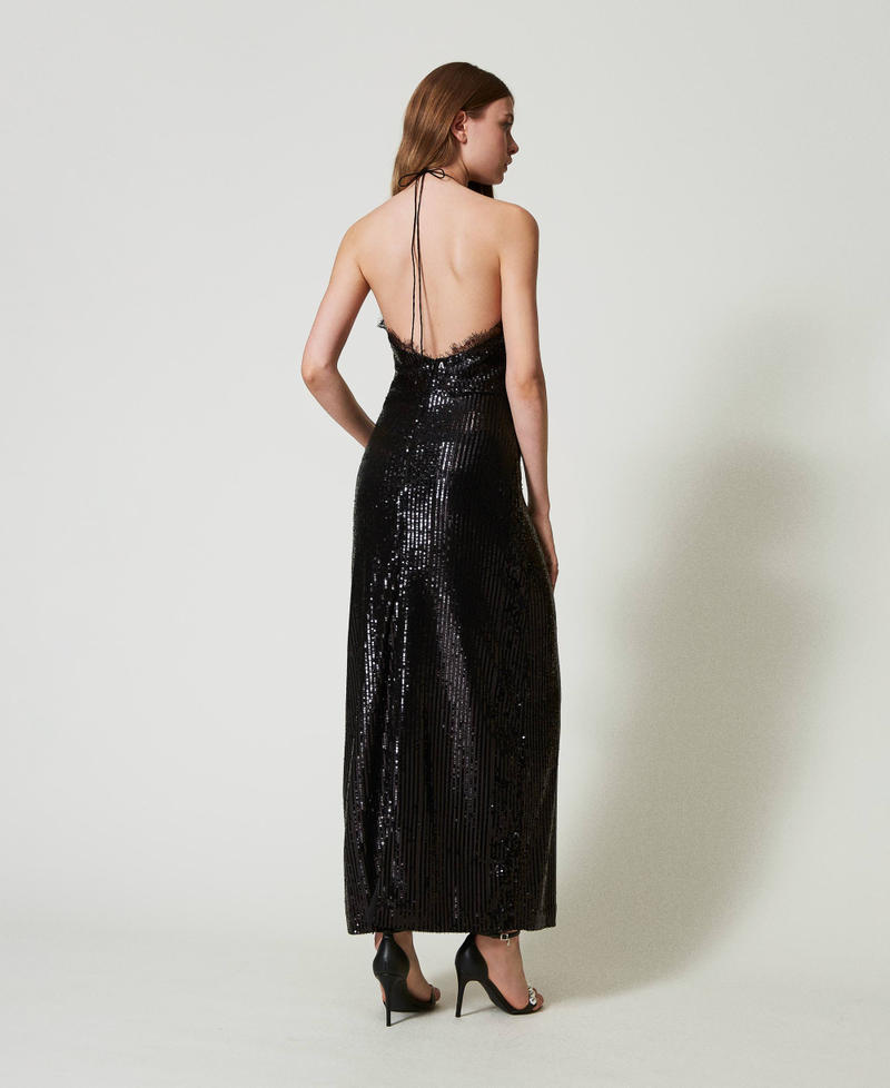 Scee by twin set Abito lungo in paillettes con pizzo Offerta