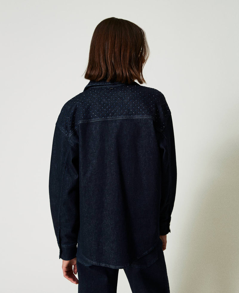Scee by twin set Camicia in jeans con strass Online
