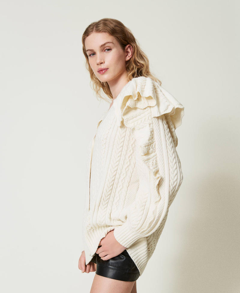 Scee by twin set Cardigan in misto lana con volant Outlet