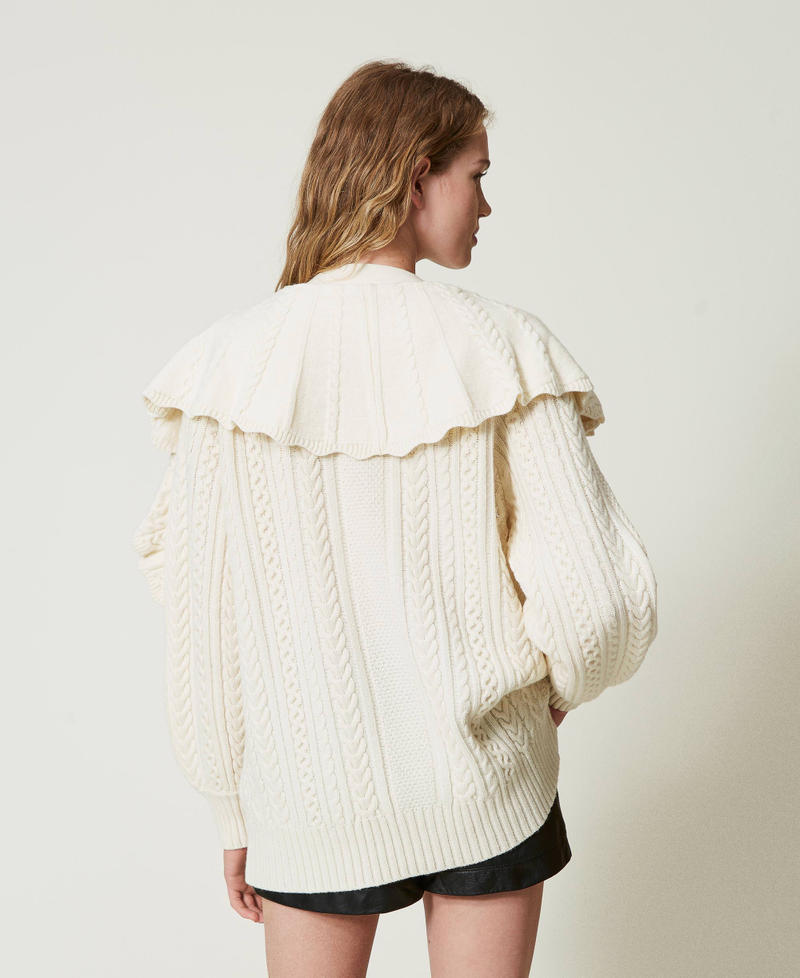 Scee by twin set Cardigan in misto lana con volant Outlet