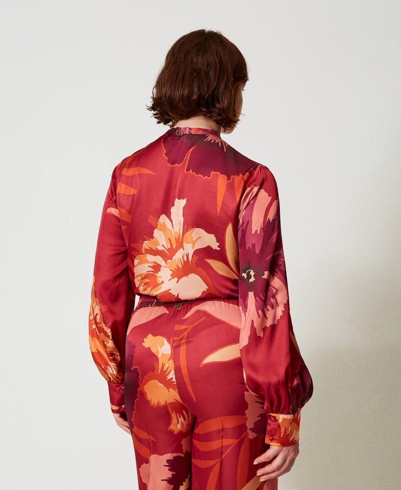 Scee by twin set Camicia in raso a fiori Vendita Calda
