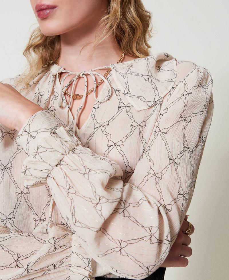 Scee by twin set Blusa in creponne con stampa fiocchi Vendite Flash