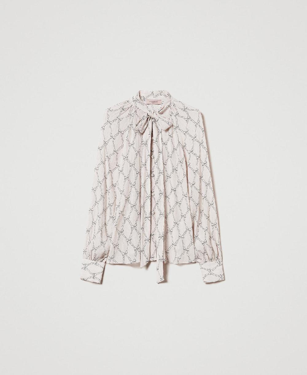 Scee by twin set Camicia in creponne con stampa fiocchi