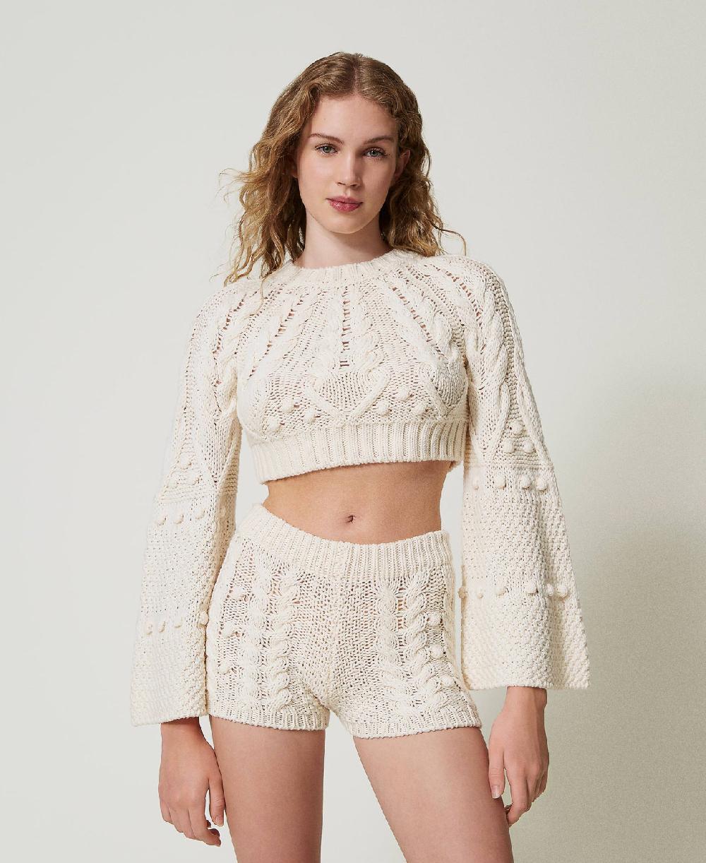 Scee by twin set Maglia cropped in lana 2025