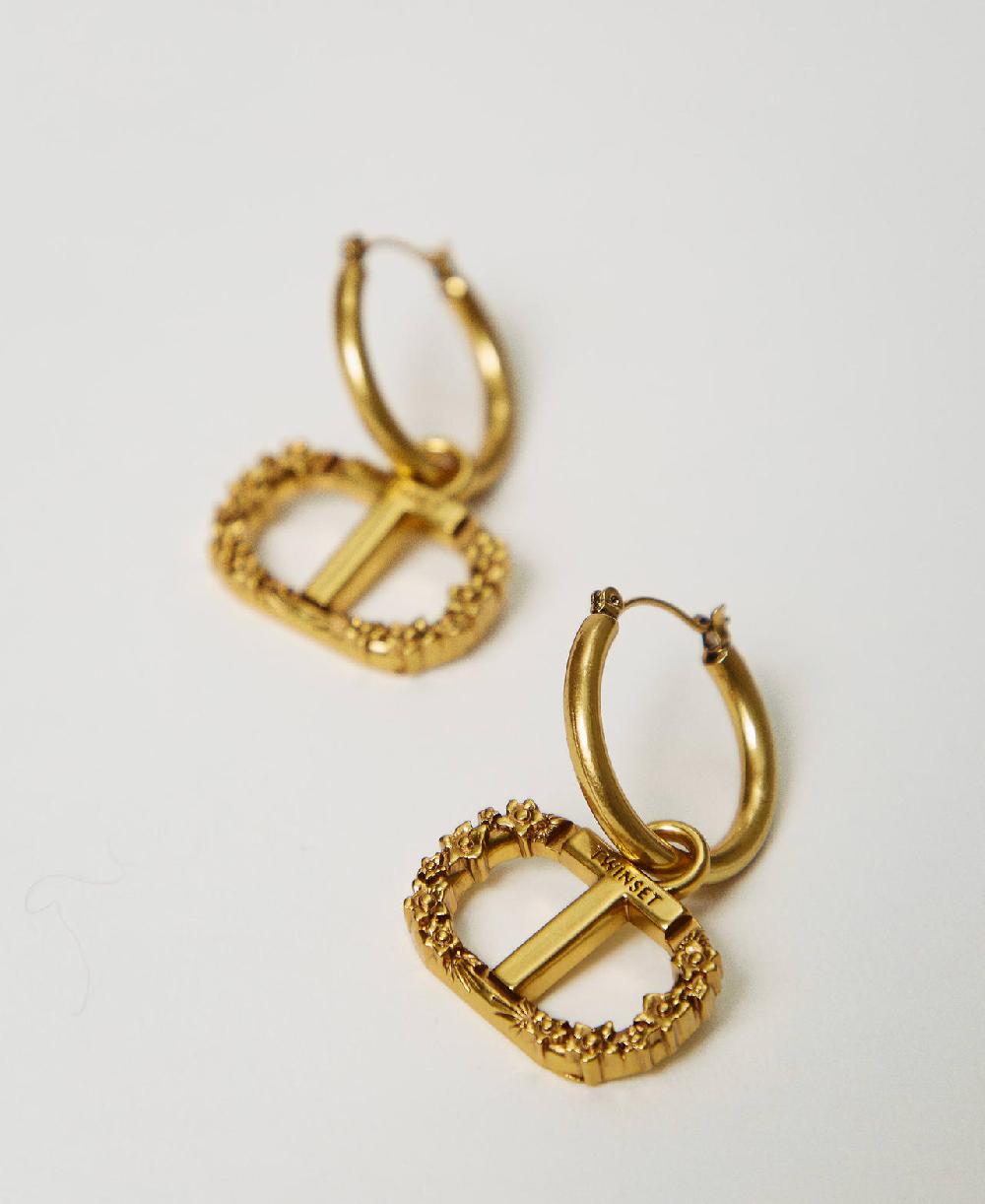 Scee by twin set Orecchini ad anello con Oval T floreale Economico