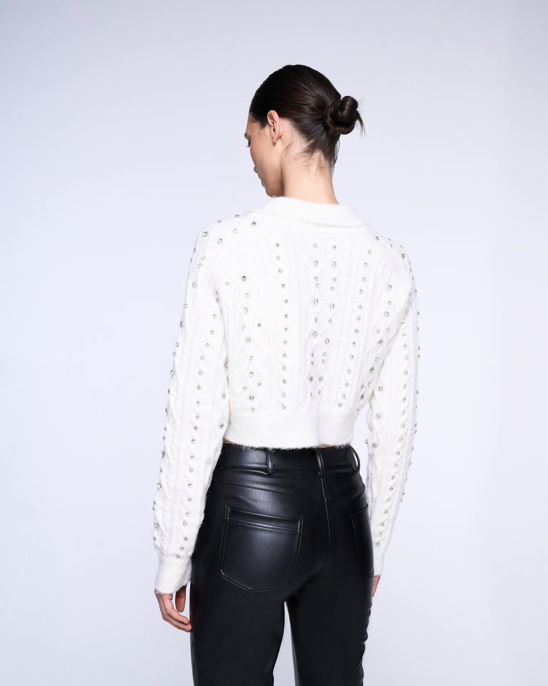 Silvian Heach Cardigan crop con strass Offerta