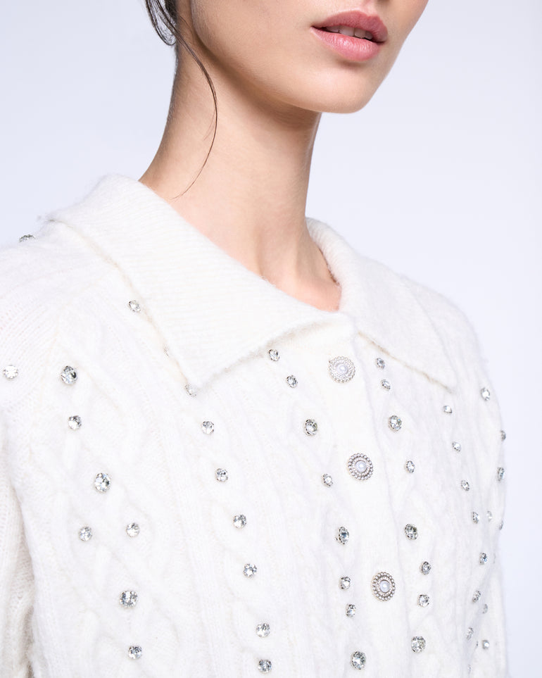 Silvian Heach Cardigan crop con strass Offerta