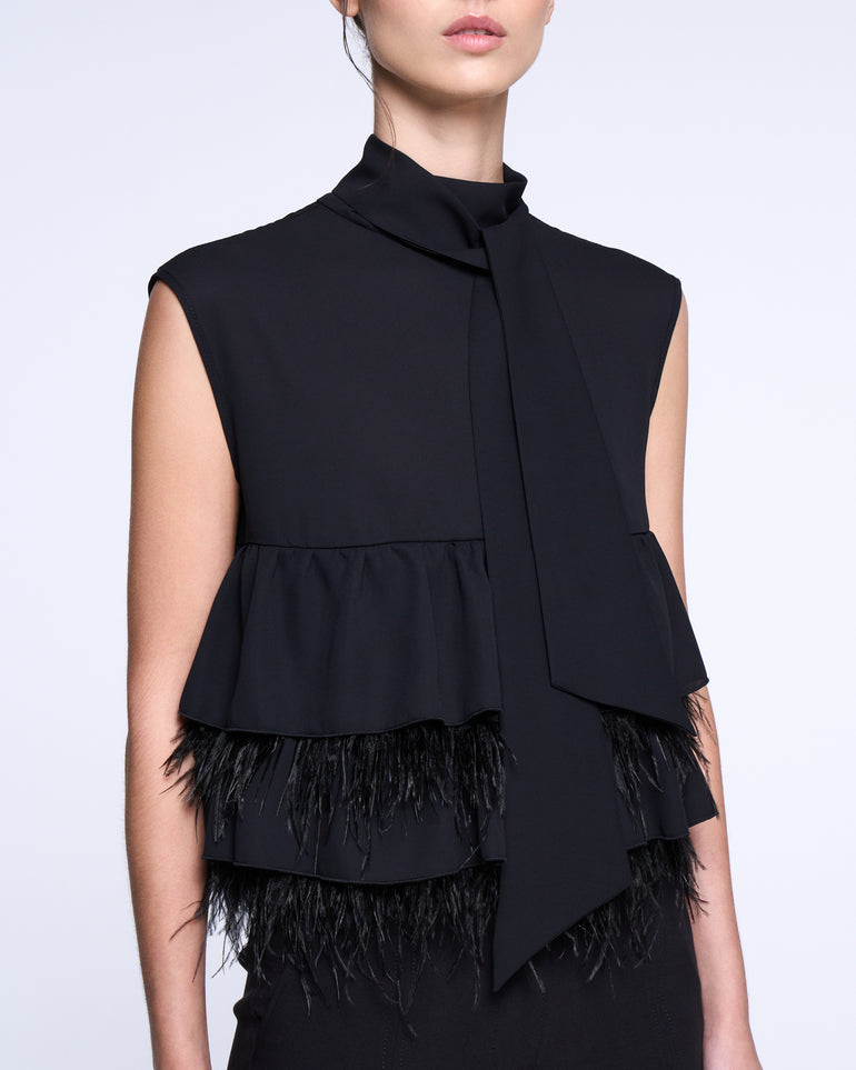 Silvian Heach Blusa con balze e piume Presa